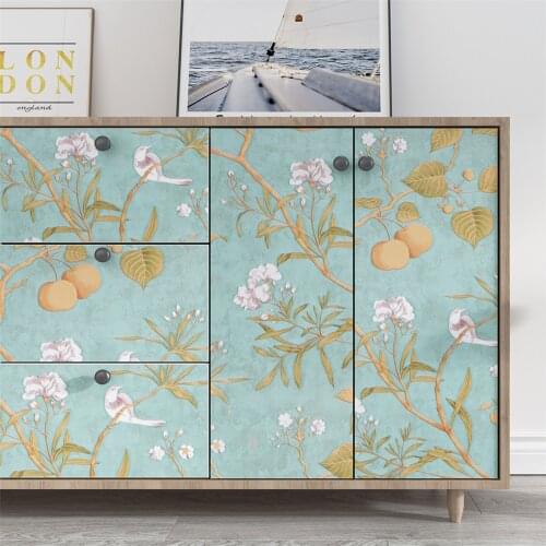 Self Adhesive Wallpapers Pastoral Style Floral Pattern Living Room Background Wall Stickers Furniture Decorative DIY Home Decor