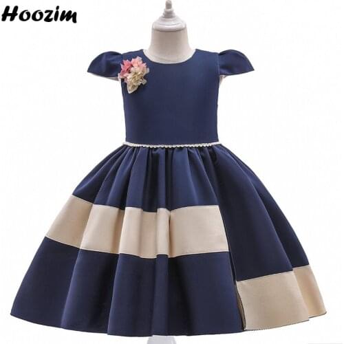 Dark Blue Cap Sleeve Applique Pageant Party And Red Carpet Dress Girls 4 To 10 Year Princess Pink Color Block Homecoming Dresses