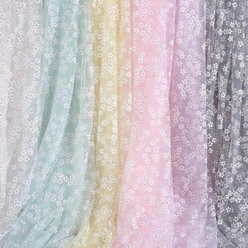 Plum Blossom Printing Organza Fabric for Girls Summer Dress Bady Shower DIY Handmade Clothing Decoration Fabric 150cm*100cm