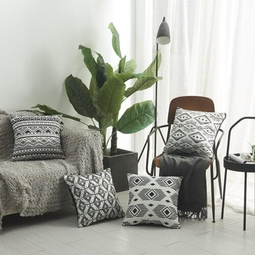 Geometric thickened sofa decoration cushion cover 45cm printed chair office car pillow cover Ethnic style pillowcase