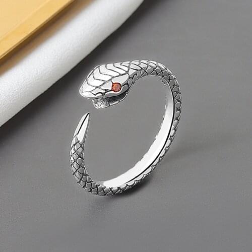 Vintage 925 Sterling Silver Jewelry Snake Cocktail Ring For Women Party Ring Jewelry jz135
