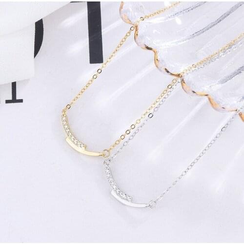 YSH New 100% 925 Sterling Silver Inlaid Zircon Smile Pendant Necklace 2020 Woman DIY Jewelry Valentines Day Gifts Free Shipping