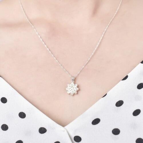 Fine Jewelry New Real Sterling 925 Silver pendants Necklace for women 3D multi-layer Lotus pendant Silver Necklace Pendants