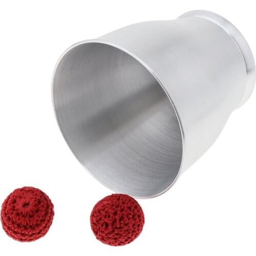 Funny Aluminum Alloy Chop Cup Wide Mouth Cup And Red Balls Close Up Magic Props Accessory
