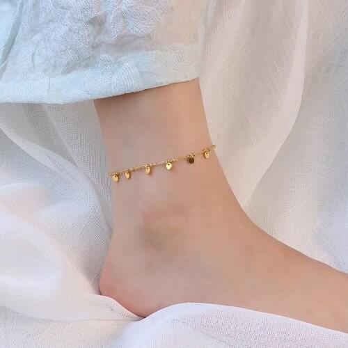 Bohemian Style WomenS Rounds Disc Anklets Gold Shiny Bling Bracelet 2021 Leg Jewelry Summer Beach Accessories Girlfriends Gift