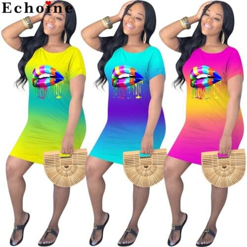 Women Casual Lips Tie-Dye Ptint Dress Sexy Lure Patchwork Homewear Long Sleeve Charm Streetwear Lady Vestidos Night Club Outfits