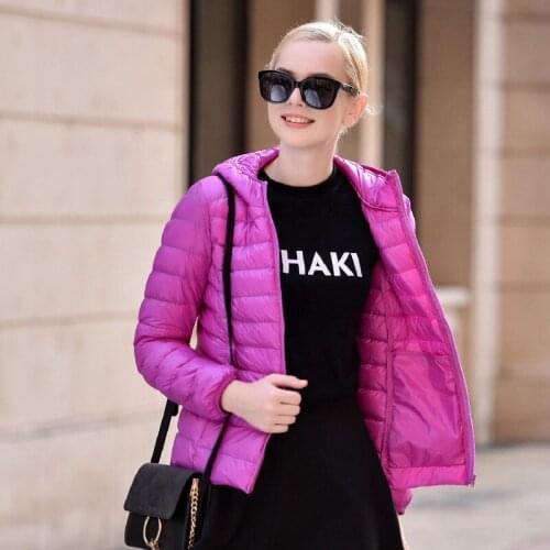 Winter Womens Ultralight Thin Down Jacket White Duck Down Hooded Short Jackets 11 Colors Warm Coat Parka Female Outwear e334