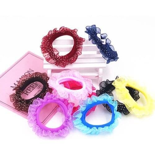 1Pcs Wave point Children Hair rope Women Girls Hair Accessories Scrunchy Elastic Hair Bands Rubber band Lace Flower Headwear