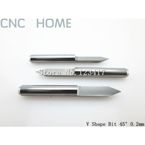 10pcs 3.175mm 45 Degree 0.2mm V-Shape CNC Router Bits, Carbide Cutter, PCB Engraving Tools, Wood Router Cutting Bits