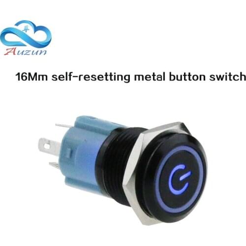 The 16mm self-reset metal button switch oxide black power supply standard 3A current can be customized