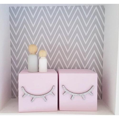 2pcs Nordic INS Eyelash Wooden Building Blocks Ornament Nursery Decoration Kids Baby Room Decal Thing Baby Room Cute Decorative