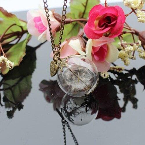 3PCS 25MM Real Dandelion Necklace Make a Wish Mini Glass Globe Real Dandelion Seed Wishing Necklace