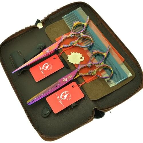 6.0" Dragon Handle Salon Hair Scissors Styling Thinning Shears Barber Hair Cutting Shears Hairdressing Hair Tesoura Set A0110A