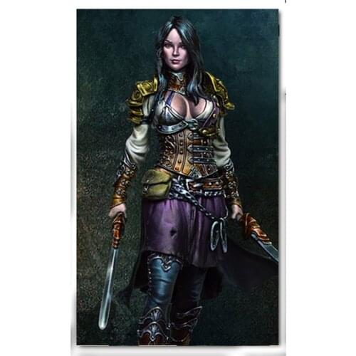 90mm Resin Figure 1/24 Scale Model Kit Fantasy Movie Game Leading Lady Assembling Model Resin Kit Colorless Self-Assembled Toys