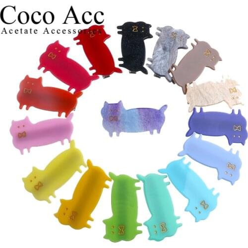 Mi Dairy Brand Fat Gentleman Cat Alligator Clips Multiple Colors 2020 New Arrival Wholesale Acrylie Clips For Baby Girls
