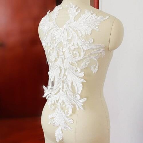2 pieces French Lace Fabric Applique Large Lace Bodice Patch For Bridal Dress