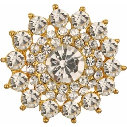 Free shipping 27mm gold shank rhinestone button sew on 10PCS/lot for hair accessary (BTN-5686)