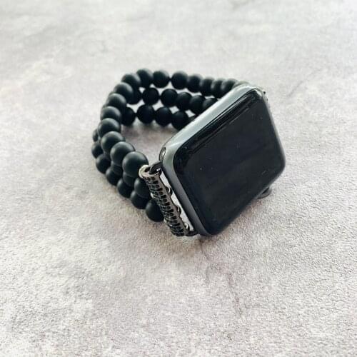 Handmade Shiny Hematite Beads Jewelry Bracelet Band For Apple Watch 38mm 42mm 40mm 44mm Apple iWatch Strap 1 2 3 4 5 Bracelet