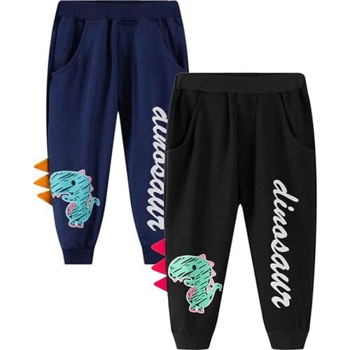 Kids Boys Pants Jogger Drawstring 2-Pack Chino Cargo Pant Cotton Casual Fleece Sweatpants Pants Blue Dino and navy Dino