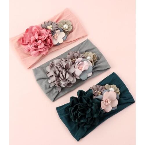 Girls Kids Baby Bow Hairband Elastic Headbands Cute 3D Flower Stretch Turban Flower Head Wrap Toddler Princess Hair Accessories