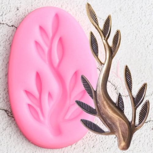 DIY Branch Leaves Border Silicone Molds Twig Cupcake Topper Fondant Cake Decorating Tools Candy Clay Chocolate Gumpaste Moulds