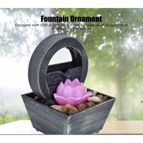 Wealth Feng Shui Plastic Flower Water Fountain LED Tabletop Fountain with Stones for Home Office Table Decoration hot