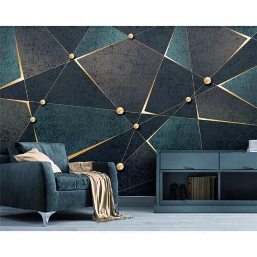 Beibehang Customized nostalgic geometric lines modern minimalistic golden abstract luxury background 3d wallpaper papier peint