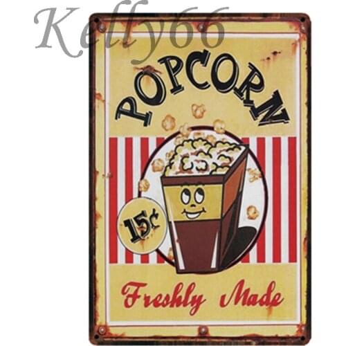 [ Kelly66 ] Movie Time Popcorn Buttery Fresh Metal Sign Tin Poster Home Decor Bar Wall Art Painting 20*30 CM Size y-1913