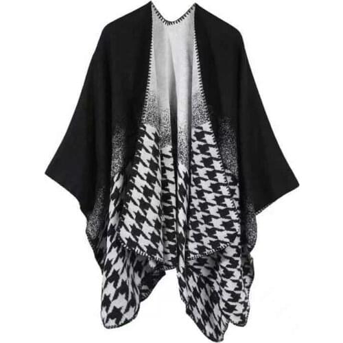 KENSHELLEY Women Cape Coat Plain Winter Warm Acrylic Polyester Cashmere Cloak Coats Batwing Sleeve Women Shawl Poncho Sweater