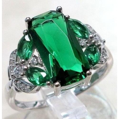 Classic Silver Color 3 Colors Red Green Blue Crystal Zircon Alloy Metal Female Ring for Women Party Wedding Engagemet