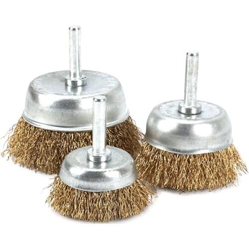 50 65 75mm Rotary Brass Steel Wire Cup Brush Wheel for Drill Rust Paint Remover