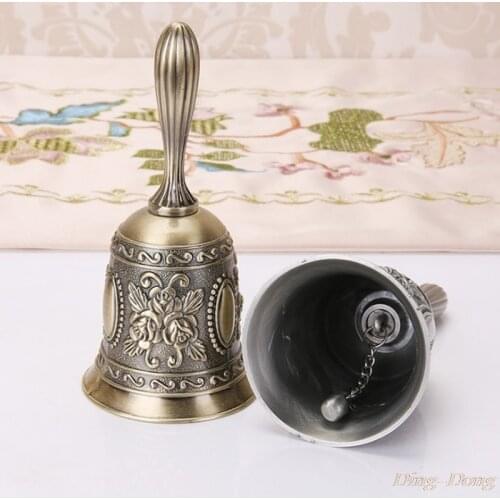 Retro Metal Tone Hand Bell Metal School Dinner ShopTea Bell Hand Held Craft 1 Pcs