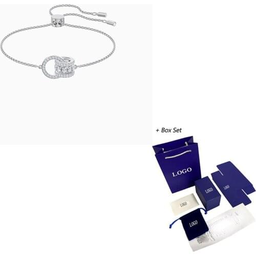 Fashion SWA Bracelet New FURTHER Bracelet White Exquisite Two-ring Interlocking Slide Bracelet Ladies Jewelry Gift Free Shipping