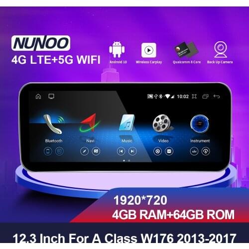 Nunoo 12.3Inch Qualcomm 8 Core 5G Wifi LTE Car Multimedia Player For Mercedes Benz W176 A Class 2013-2017 GPS NTG 5.0