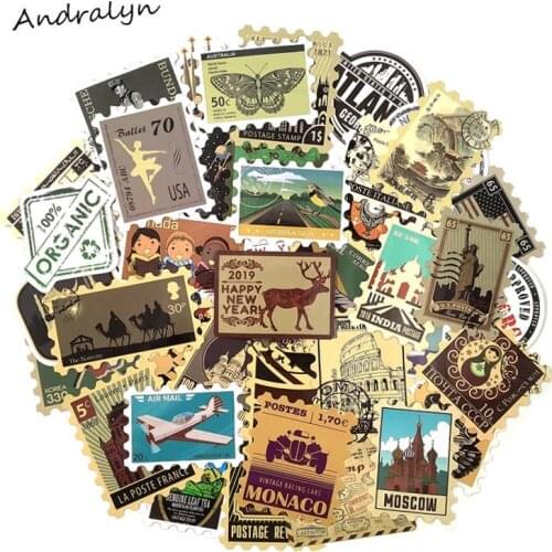 50 Pcs/Set Stamp Graffiti Stickers Retro Stickers For Motorcycle Laptop Tpys Skateboards Bicycles Mobile Travel Postmark Sticker