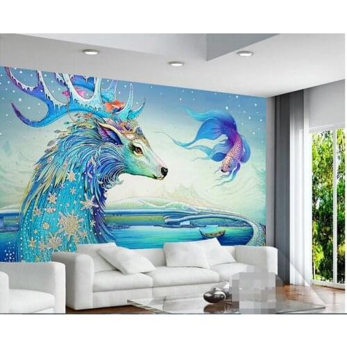 Custom photo 3d wallpaper Non-woven mural wall sticker Goldfish dragon crown painting 3d wall room murals wallpaper
