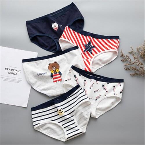 Bear, starfish, fish bone new product cotton underwear in the waist of women, briefs bottom cotton 100% cotton crotch TB807