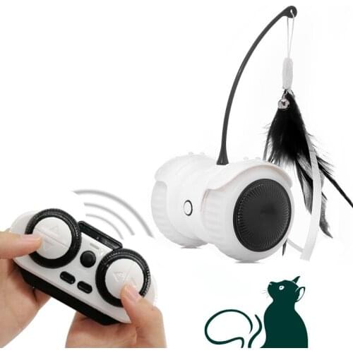 New Electric Pet Toy Manual Automatic Remote Control Smart Balance Car Led Luminous Feather Cat Remote Control Car