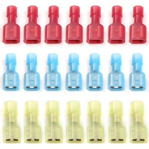 50Pcs Terminals Crimp Wire Cable Connectors Nylon Fully Insulated Spade Female Electrical Crimp Terminators Kit Tool Set