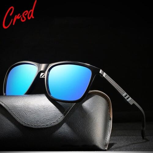 CRSD 2020 Retro Men Polarized Sunglasses Mirror Alloy Elasticity Leg Square Sun Glasses Female Shades Driving Fishing Eyewear