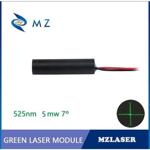 Cross Green Laser Module 8mm 525nm 5mw 7degree Industrial APC Drive Glass Lens Cross Green Laser