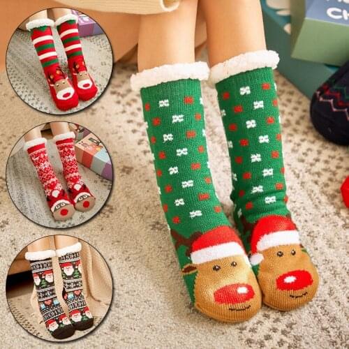 Christmas socks carpet socks Women Autumn Winter Home Sleep Christmas snow Slippers Terry thick Carpet woolen Socks Chaussettes