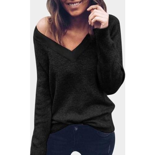 Sexy V-neck Clothes European Style Sweater Autumn Winter Woman Sweater Long Sleeve Pullover Tops