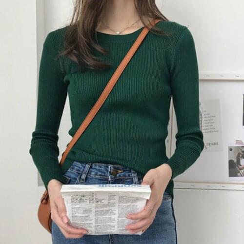 Shintimes Autumn Elasticity Women Sweaters Pullover Long Sleeve Female Thin Knitted Sweater Womens Clothing Sweter Mujer 2020