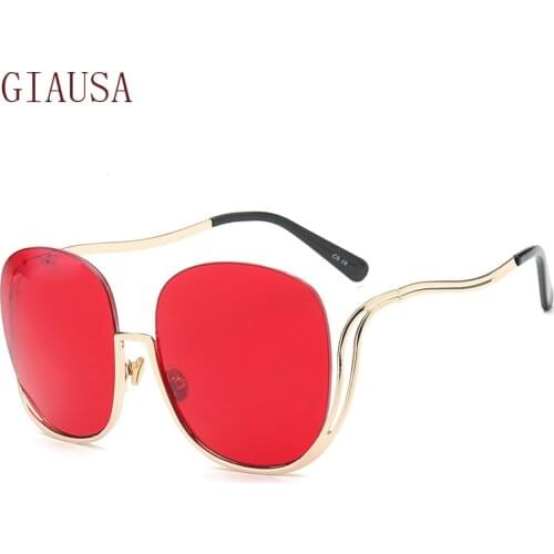GIAUSA Big frame sunglasses Fashion Womens personality half frame big glasses European and American trend night vision glasses