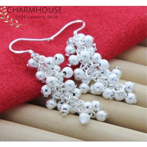 Charmhouse Wedding Earrings Silver 925 Little Beads Drop Earing Brincos Femme Pendientes Bridal Fashion Jewelry Party Gifts