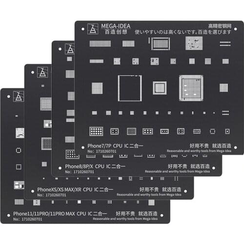 Black Steel BGA Reballing Stencil Kit for iPhone 11 11Pro XS XS MAX XR X 8P 8 7P 7 6S 6 CPU IC Chip Tin Planting Soldering Net
