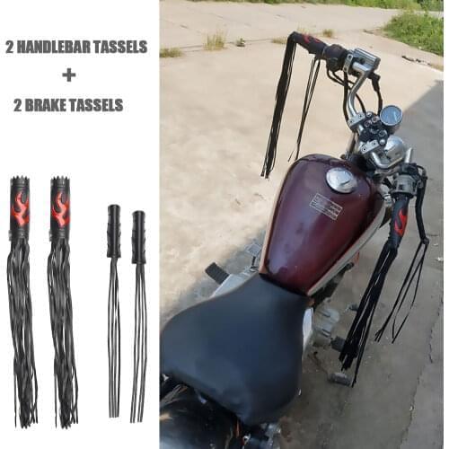Universal Motorcycle Grips Cover Leather Handlebar Hand Grips Tassel Cuffs Brake Lever Cover for Suzuki Kawasaki Yamaha Honda