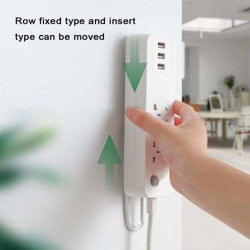 Punch free Plug Sticker Plug Surge Protector Wall Mount Fixing Device Self Adhesive Cable Bracket Power Strip Holder Removable
