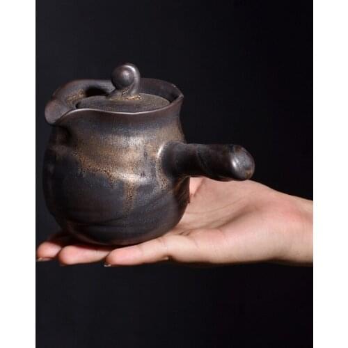 Japanese Ceramic Teapot Vintage Side Handle Tea Pot Drinkware 200mlCeramic Teapot Kettle Japanese Teapot Brewing Tea or Coffee